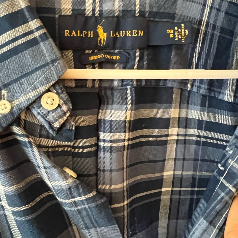 Ralph Lauren Indigo Plaid Oxford Shirt - like new without tags